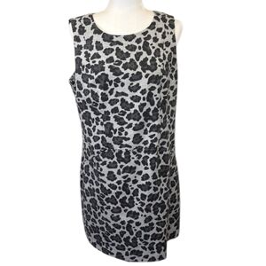 Vince Camuto Gray Animal Print Sleeveless Dress Size 14